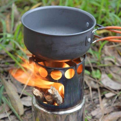 Portable Camping Hiking Stainless Steel Stove Backpacking Stove Survival Stove (Wood Stove)