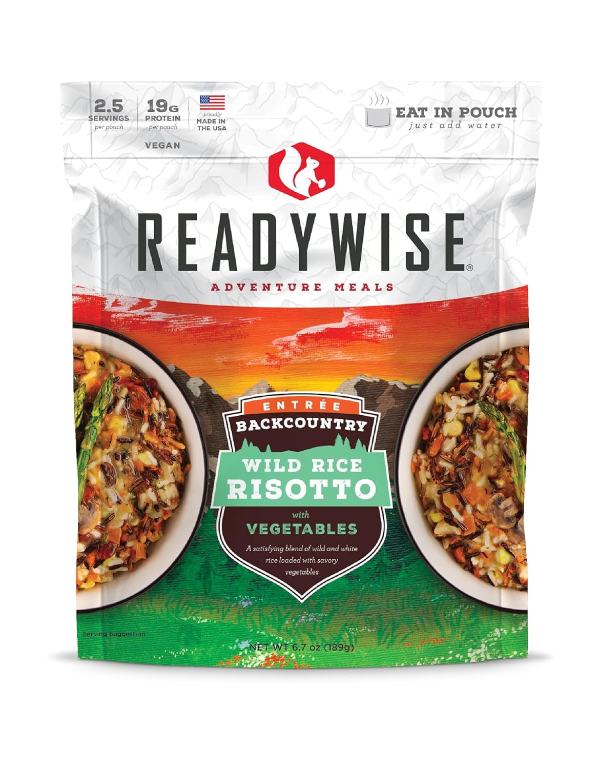 - Adventure Meal, Wild Rice Risotto, 2 Servings, Pack of 1, Emergency Preparedness, Freeze Dried Food, MRE, Snack Pack or Emergency Food, Backpacking, Camping, Hiking, And, Survival Food