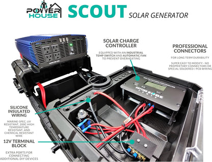 CEP Scout Complete Solar Generator, (1500W to 10,000W Available), Wheels, Portable Solar Battery Box Inverter: 3000W Mod Sine