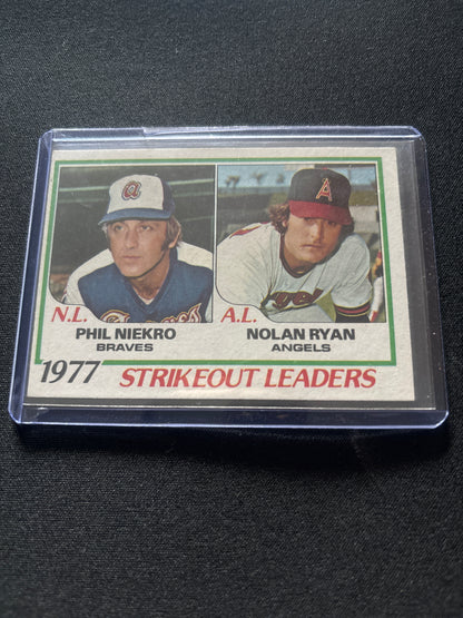 Nolan Ryan Topps 1977 Strikeout Leaders #206