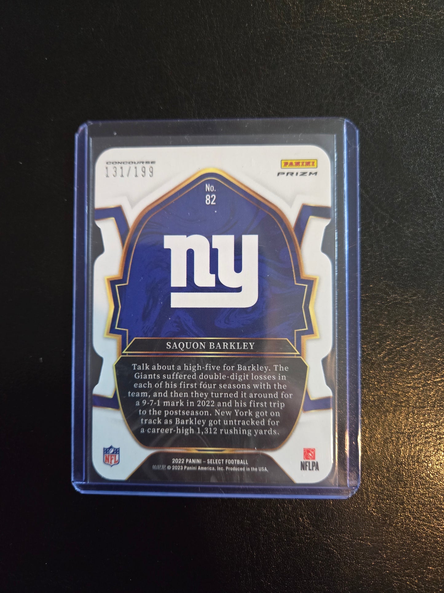 Saquon Barkley Panini Select Numbered 131/199 #82 (Orange Di Cut)