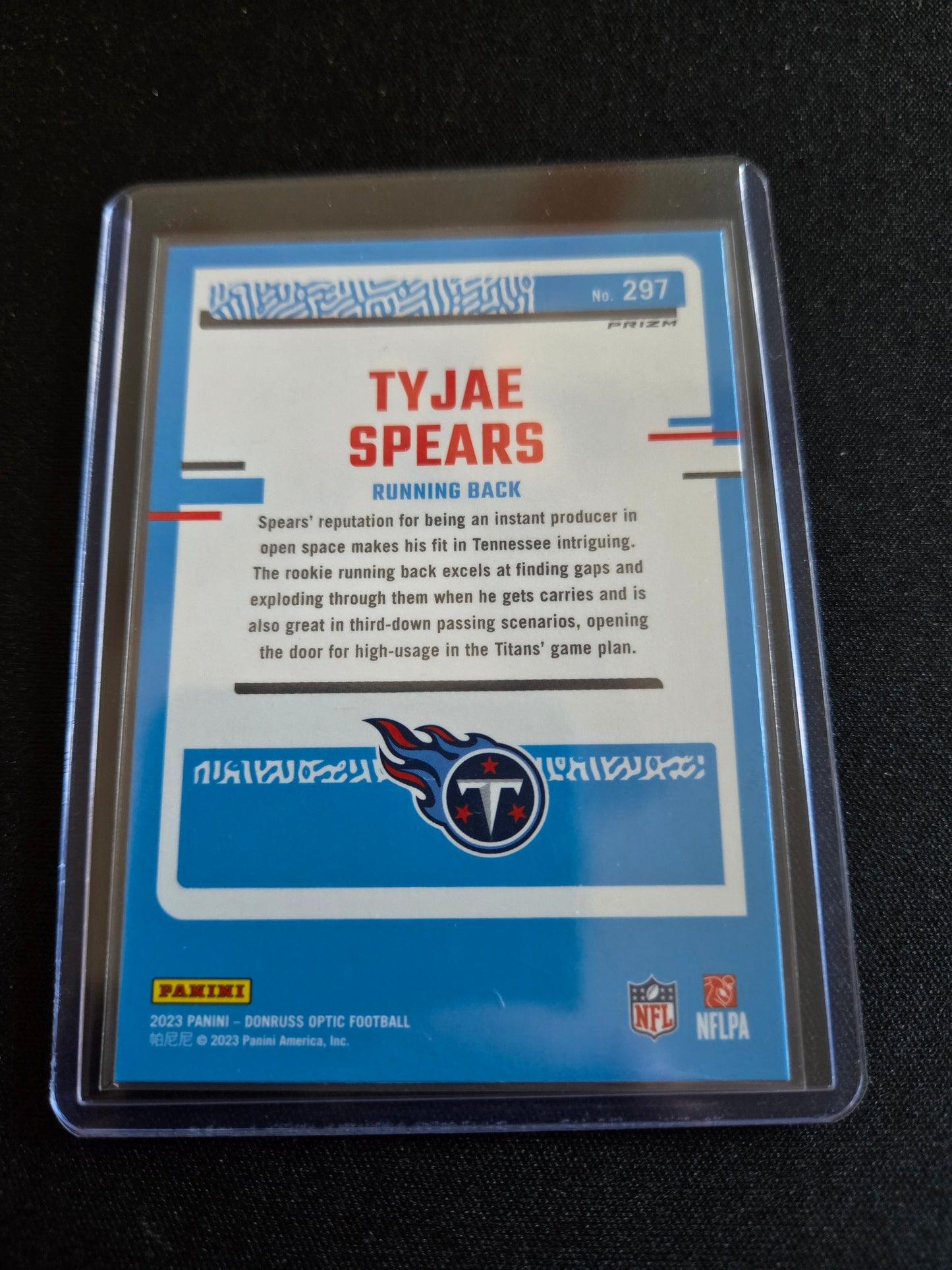 Tyjae Spears Donruss Optic Rookie (Silver) #287