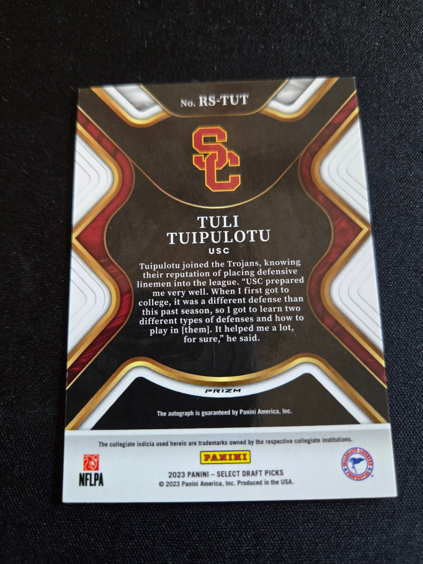 Tuli Tuipulotu Panini Select Signature Rookie RS-TUT