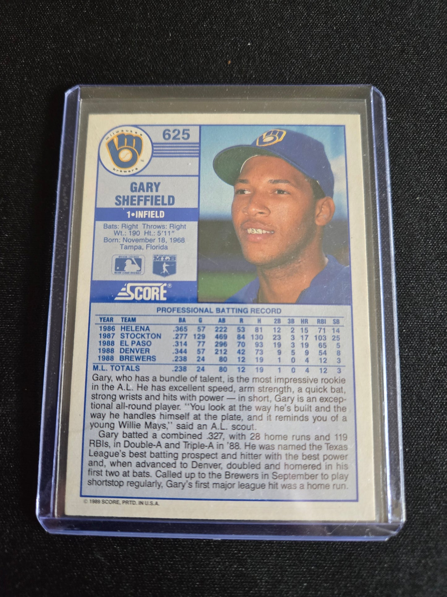 Gary Sheffield Score Rookie #625