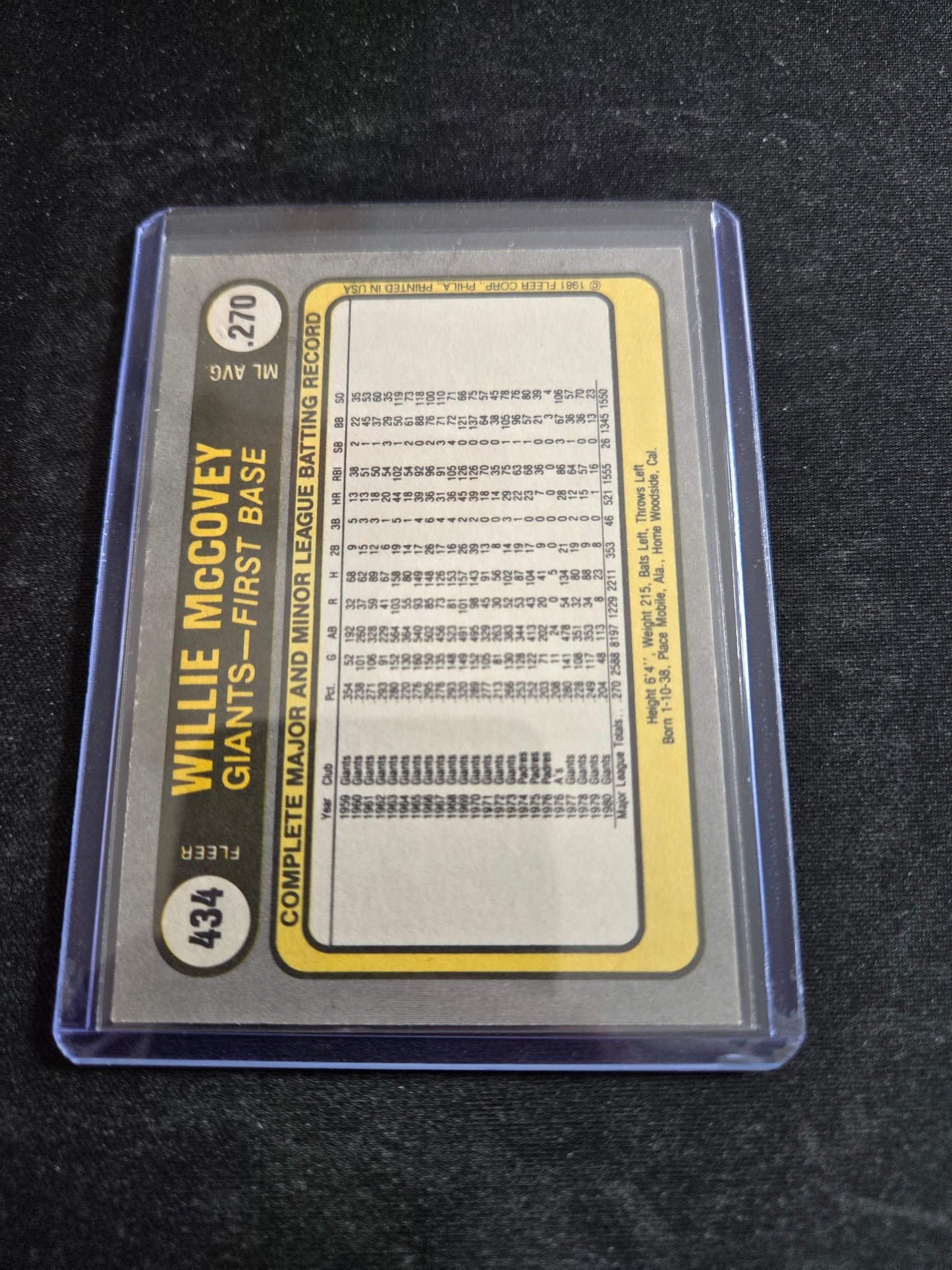 Willie McCovey Fleer #434