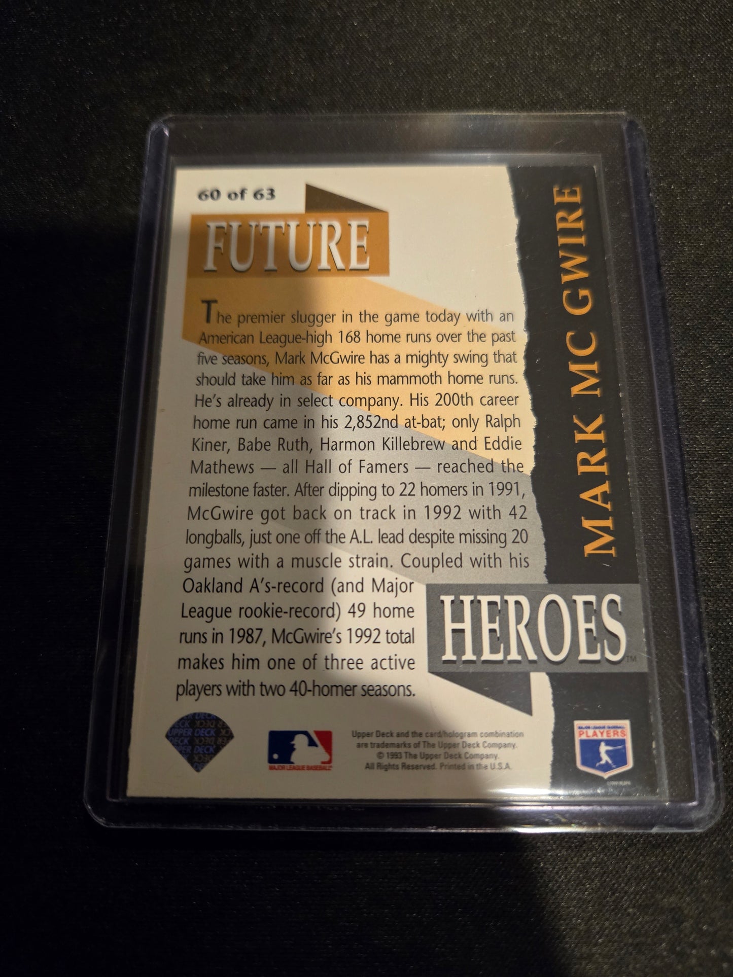 Mark McGwire Upper Deck Future Heroes 60 of 63