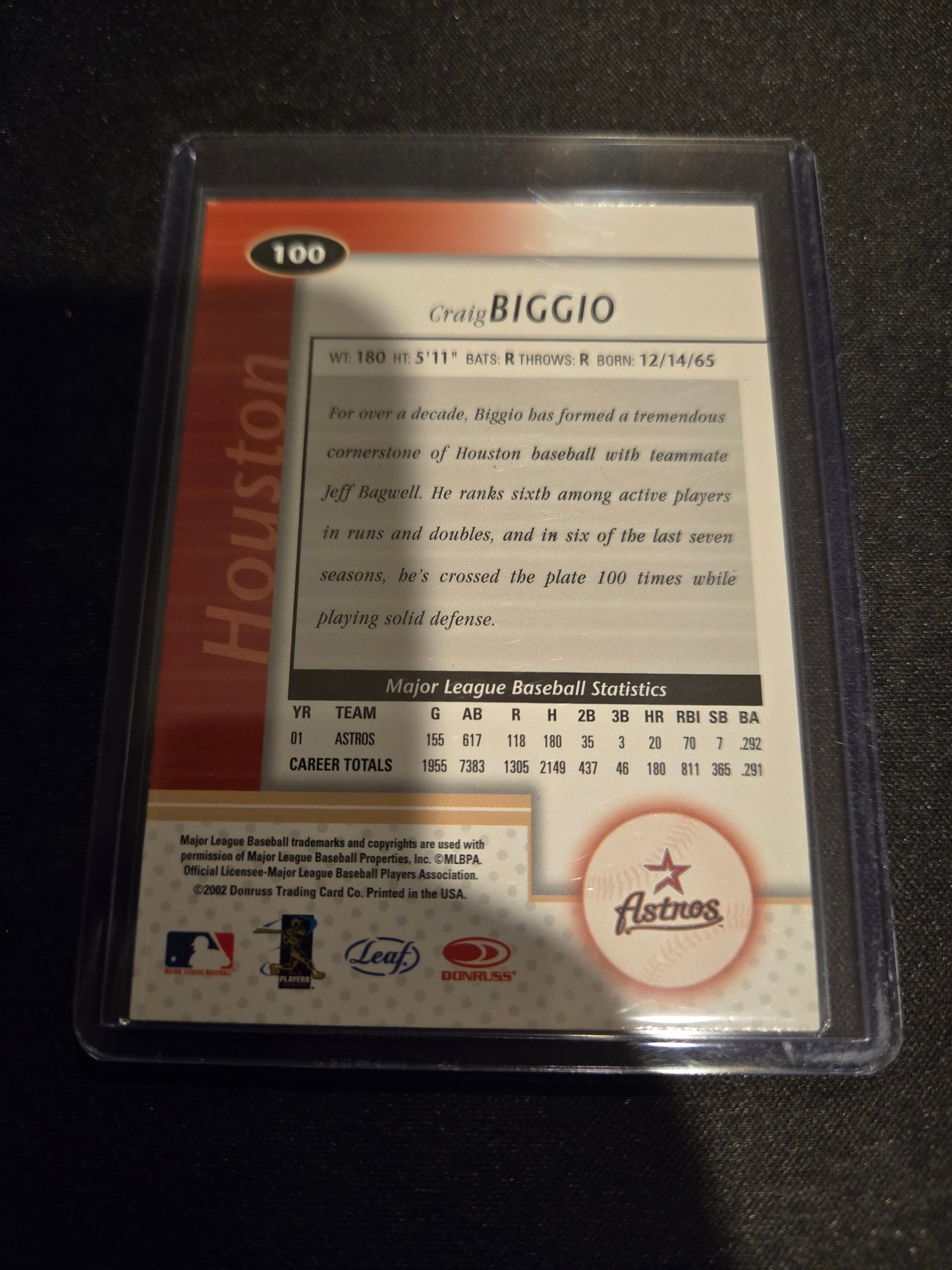 Craig Biggio Leaf Certified #100