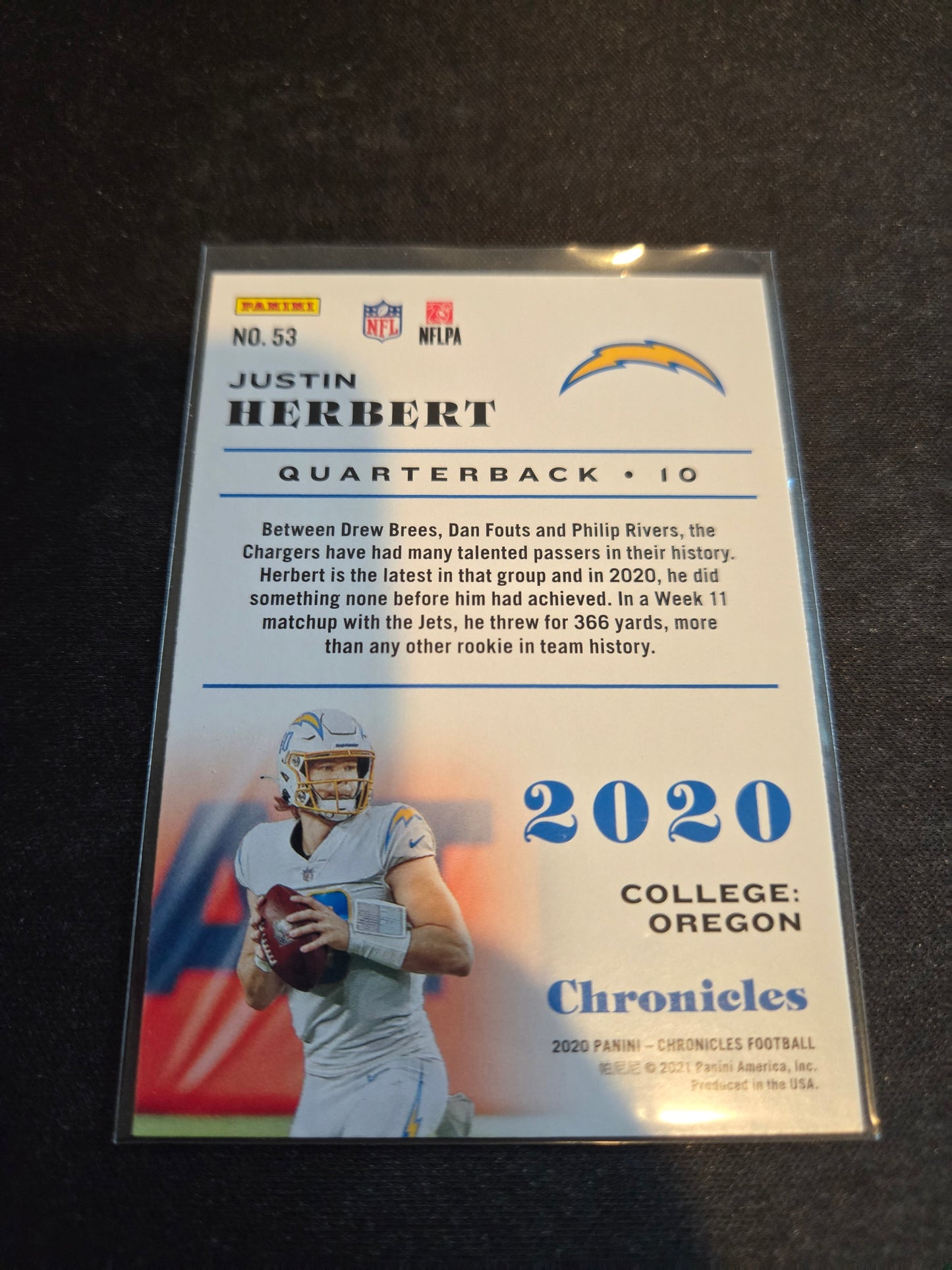 Justin Herbert Panini Chronicles Rookie #53