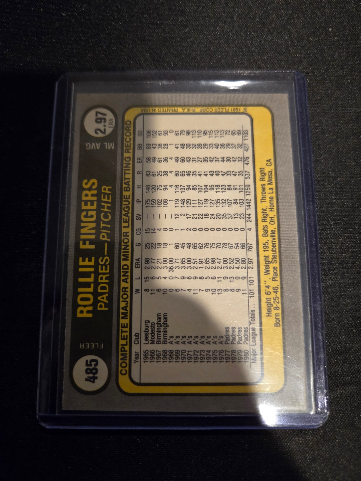 Rollie Fingers Fleer #485