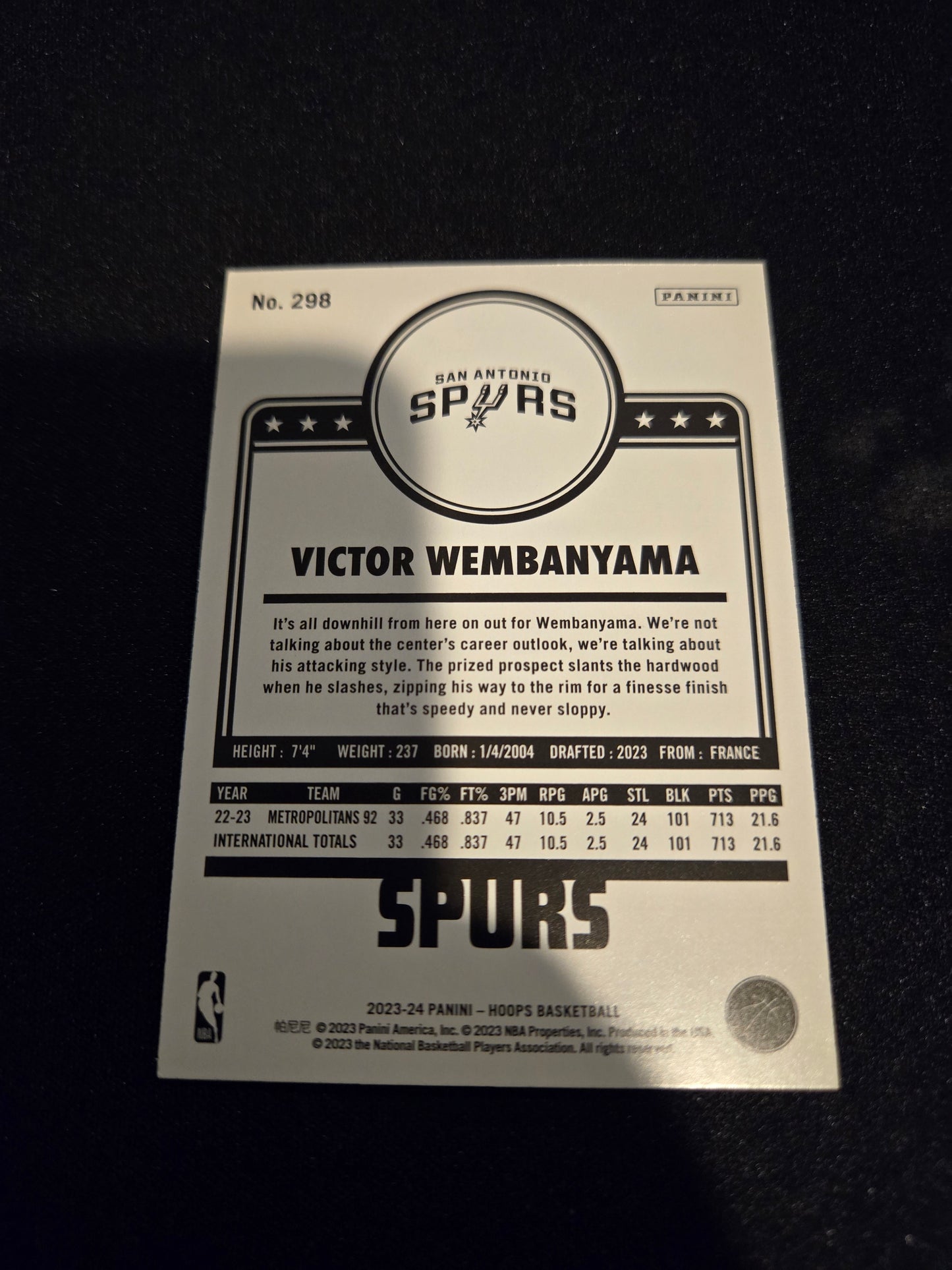 Victor Wembanyama NBA Hoops Rookie (Winter) #298