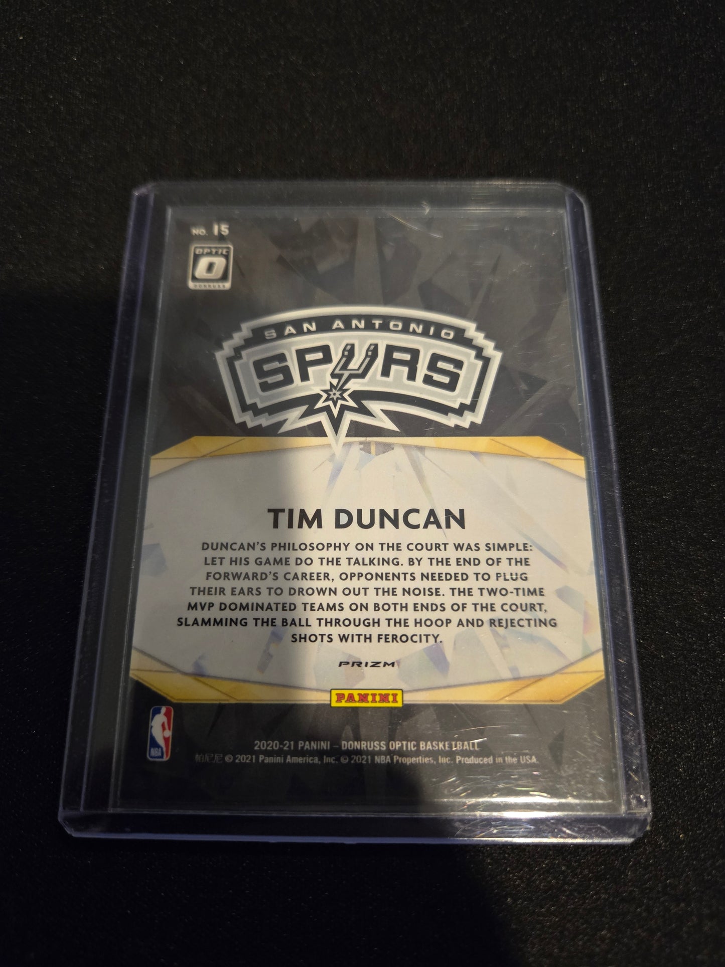 Tim Duncan 2020 Donruss Optic Winner Stays #15