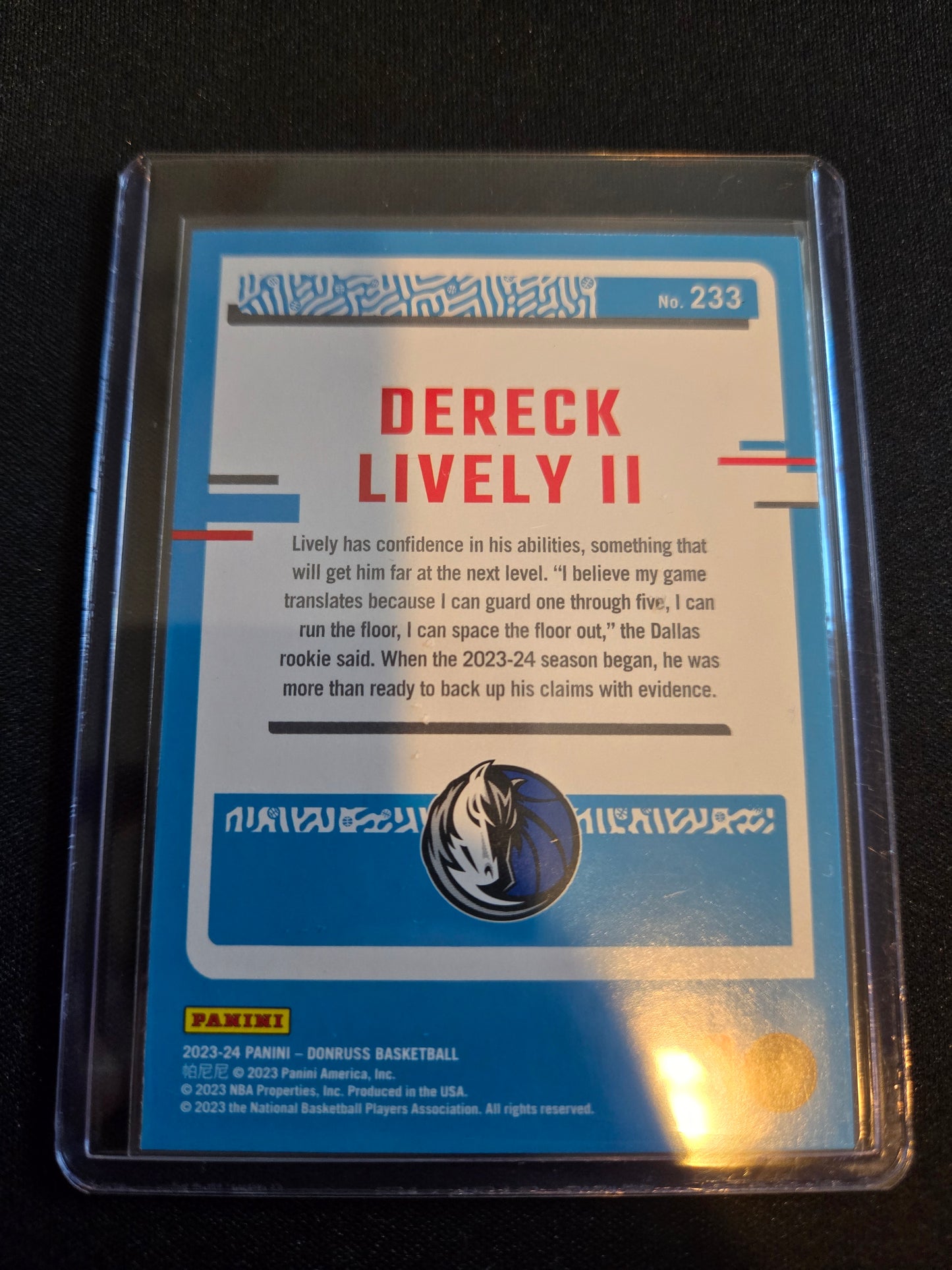 Derek Lively Donruss Rookie #233