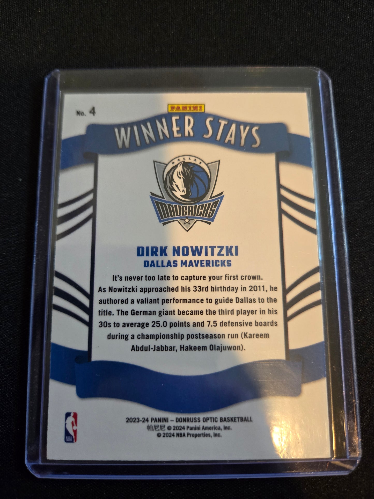 Dirk Nowitzki Donruss Optic Winner Stays #4