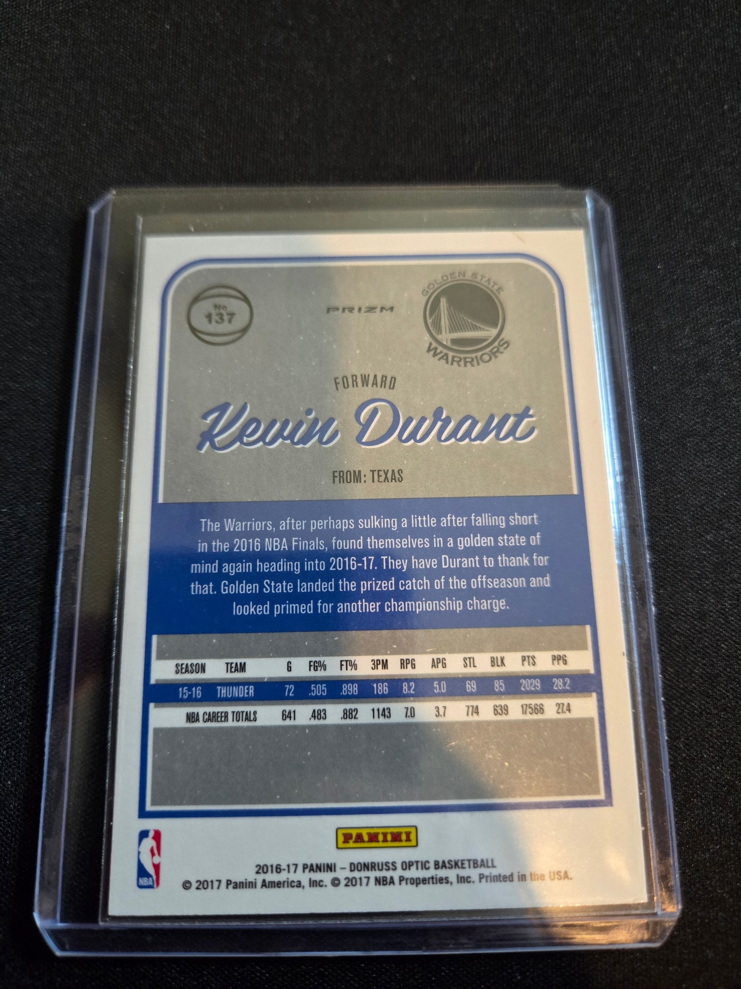 Kevin Durant Donruss Optic (Silver) 137