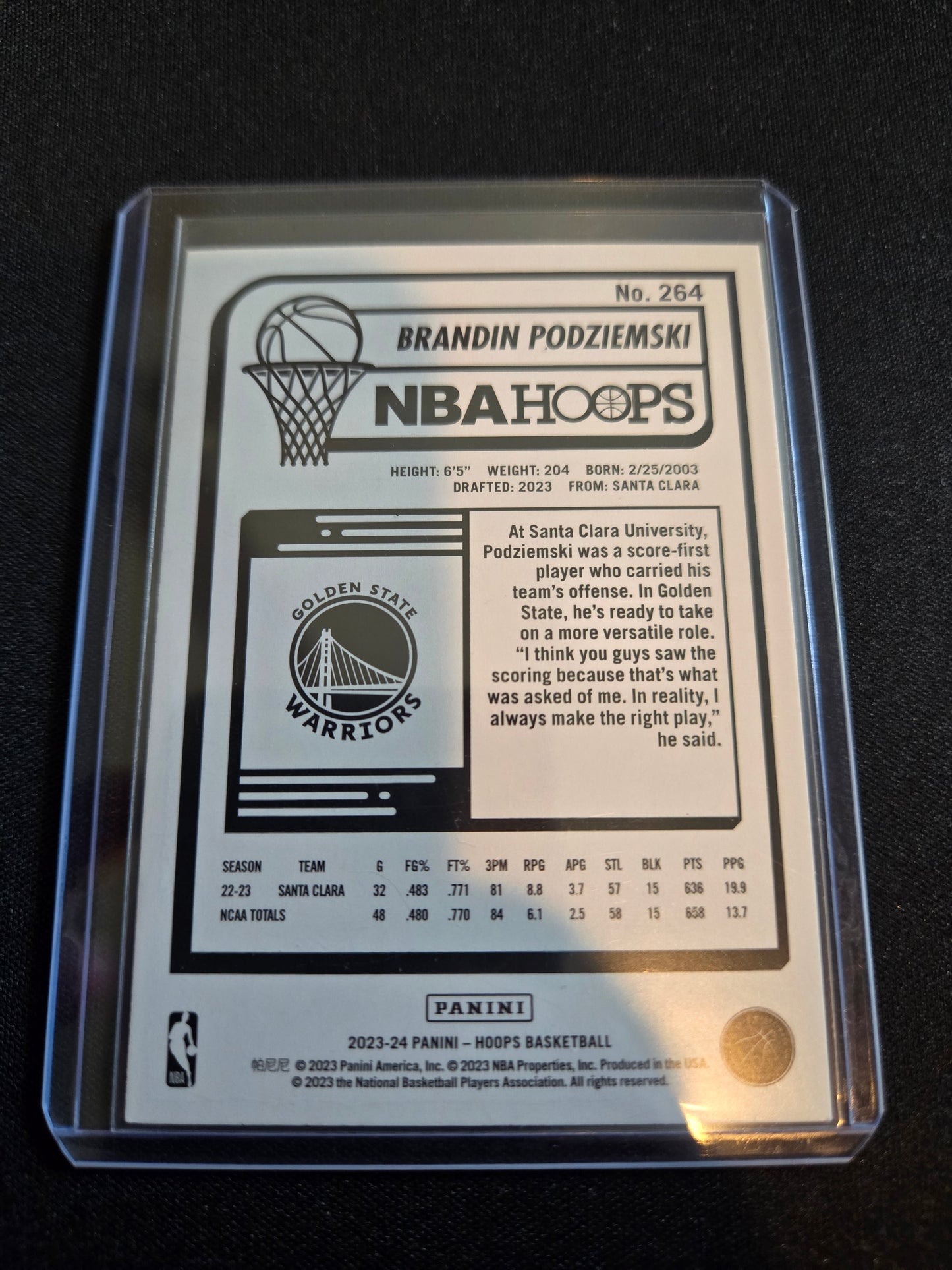 Brandin Podziemski NBA Hoops Rookie #264