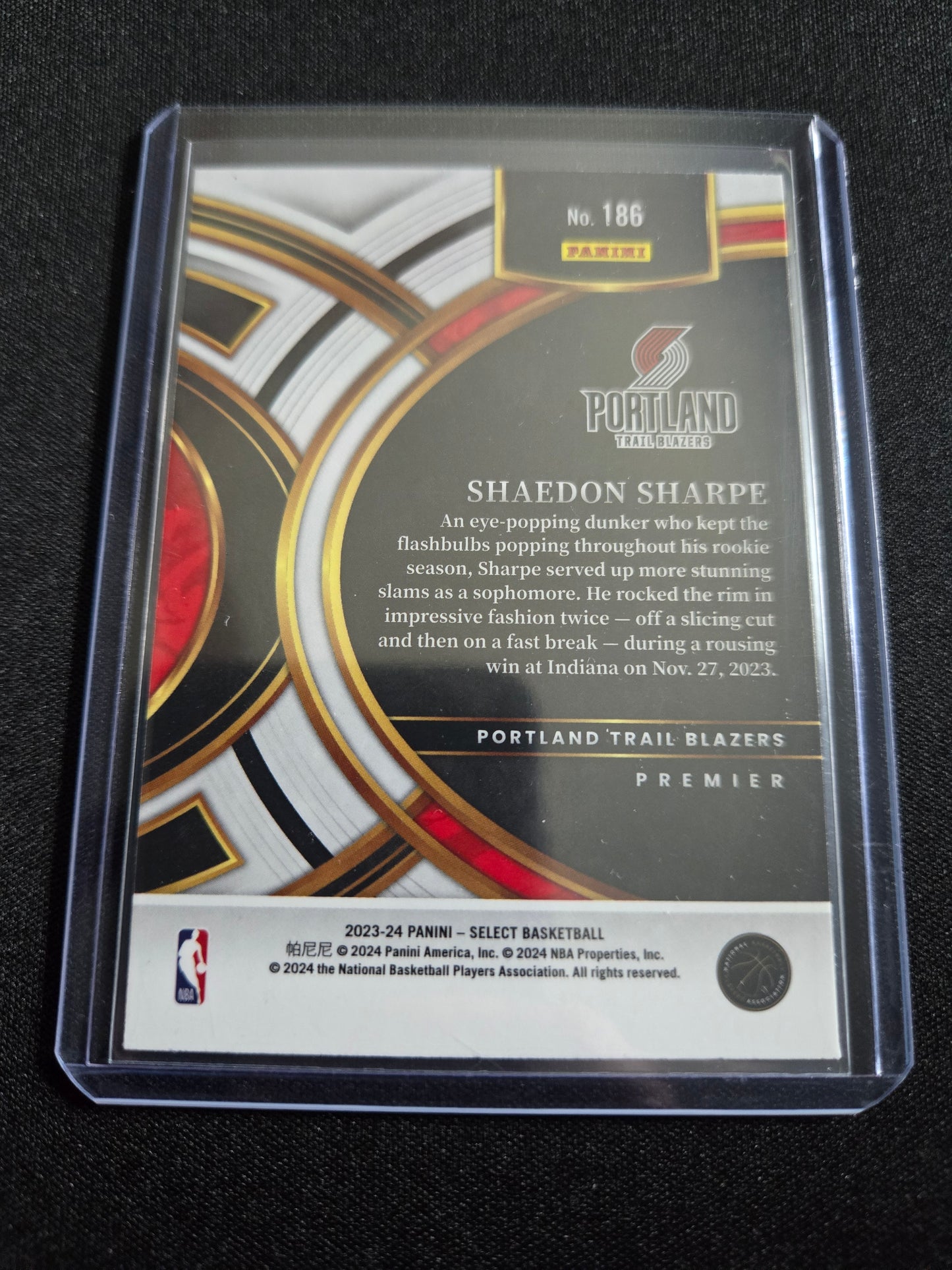 Shaedon Sharpe Panini Select (Blue) #186