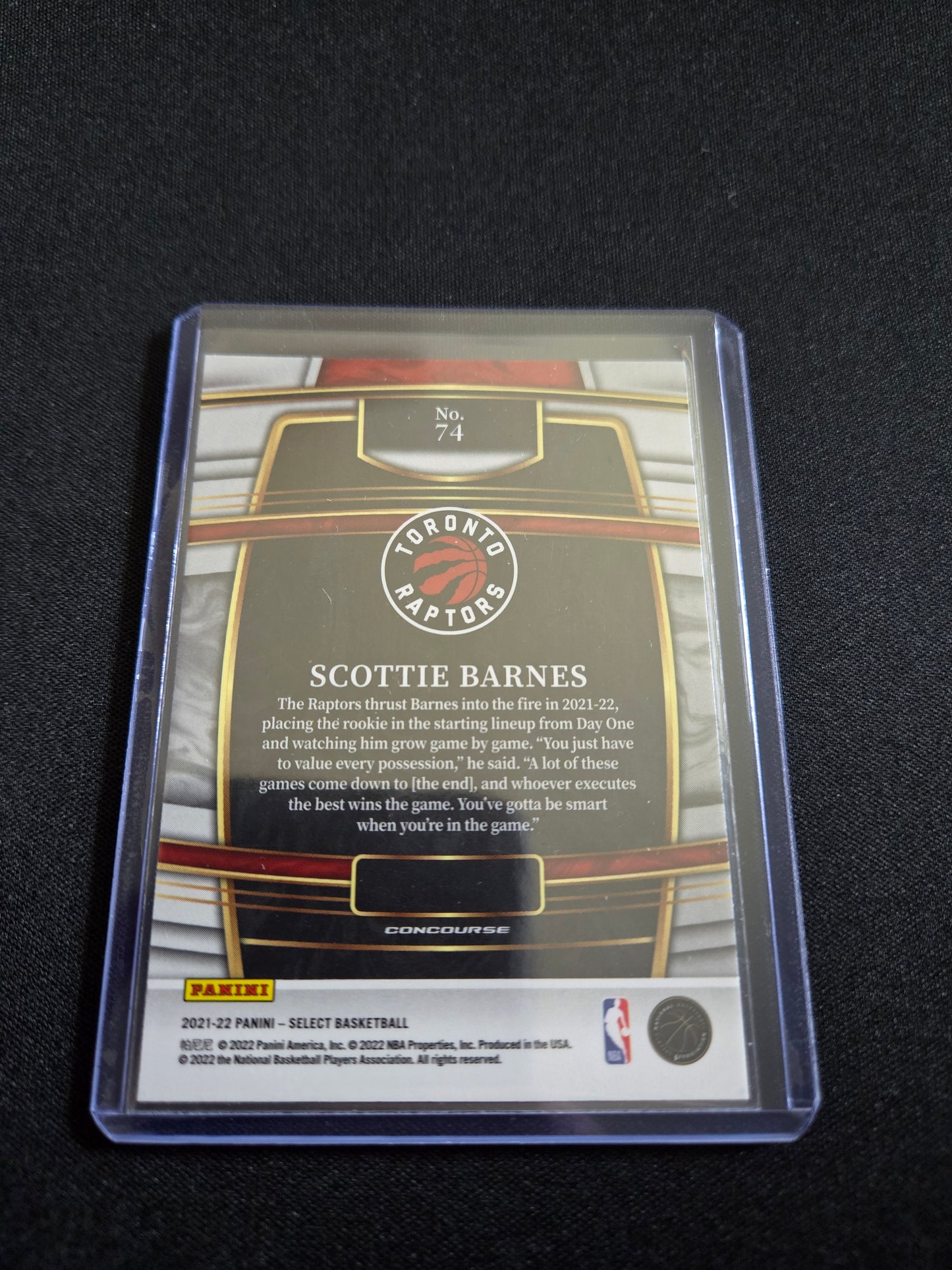 Scottie Barnes Panini Select Rookie #74