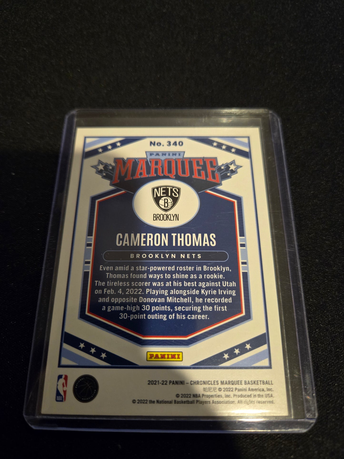 Cameron Thomas Panini Marquee Rookie (Pink) #340