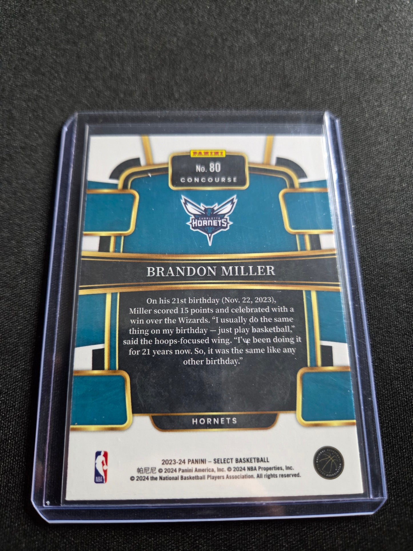 Brandon Miller Panini Select Rookie #80