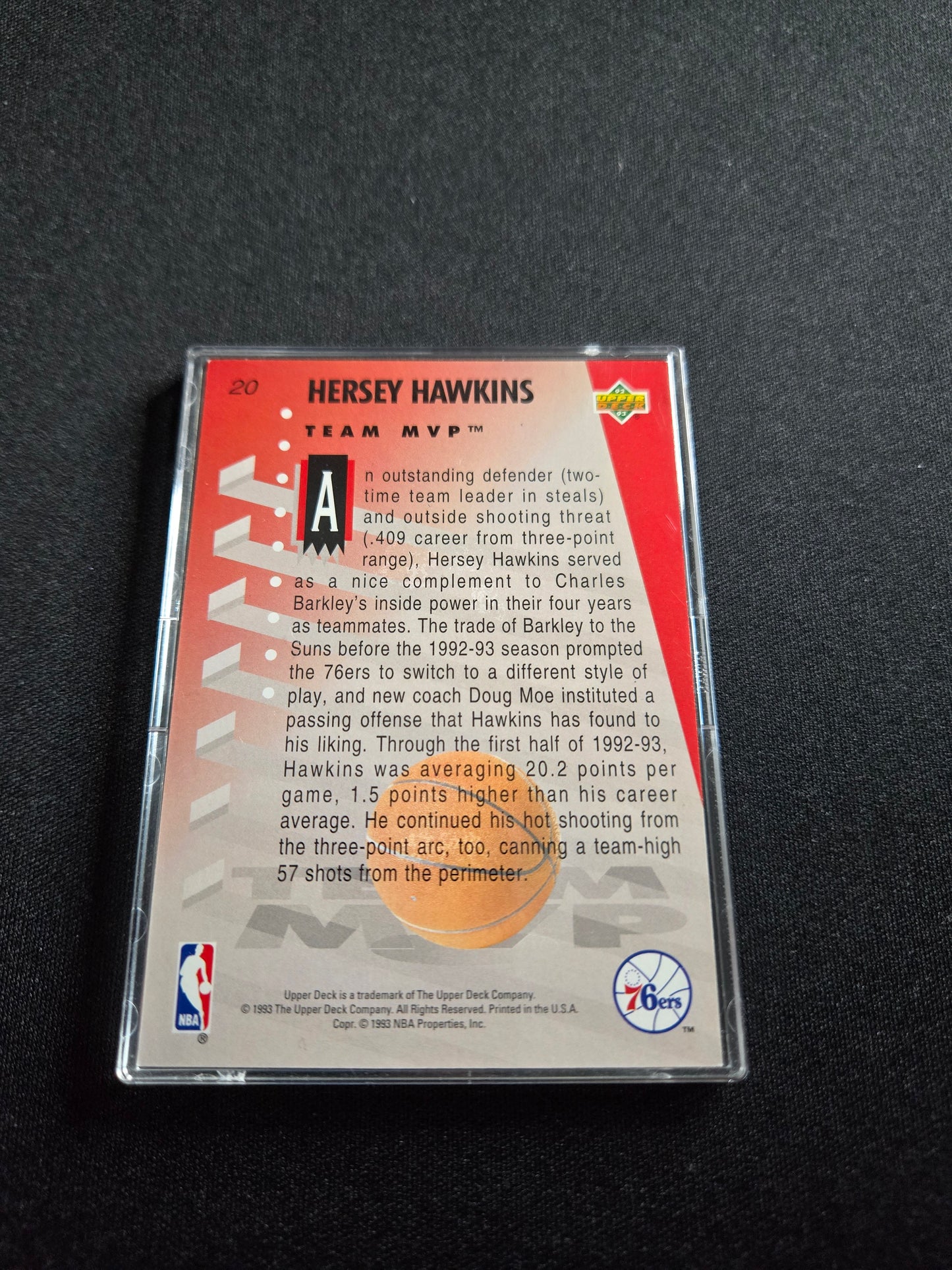 Hersey Hawkins Upper Deck Team MVP Hologram #20