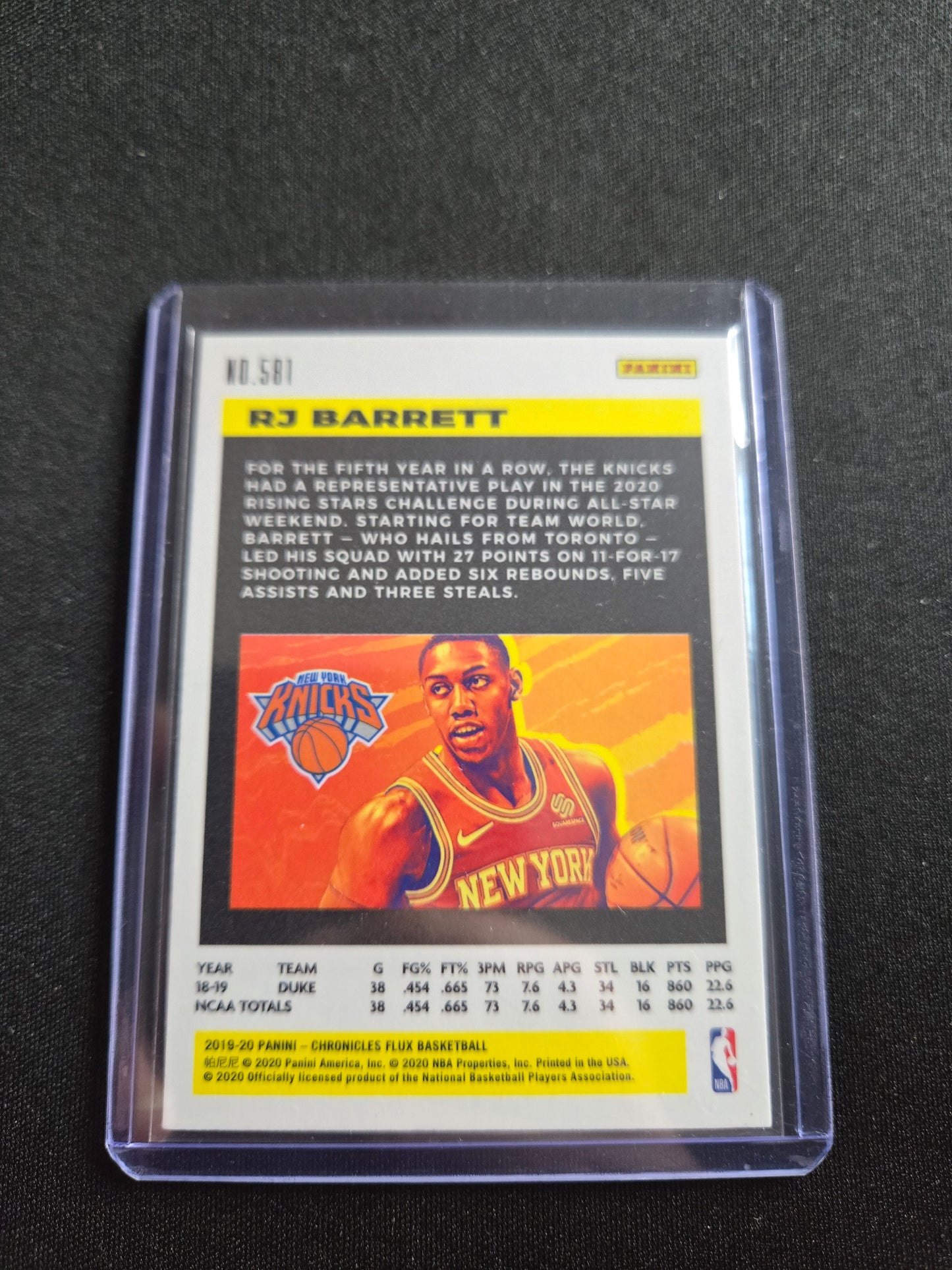 RJ Barrett Panini Flux Rookie #581