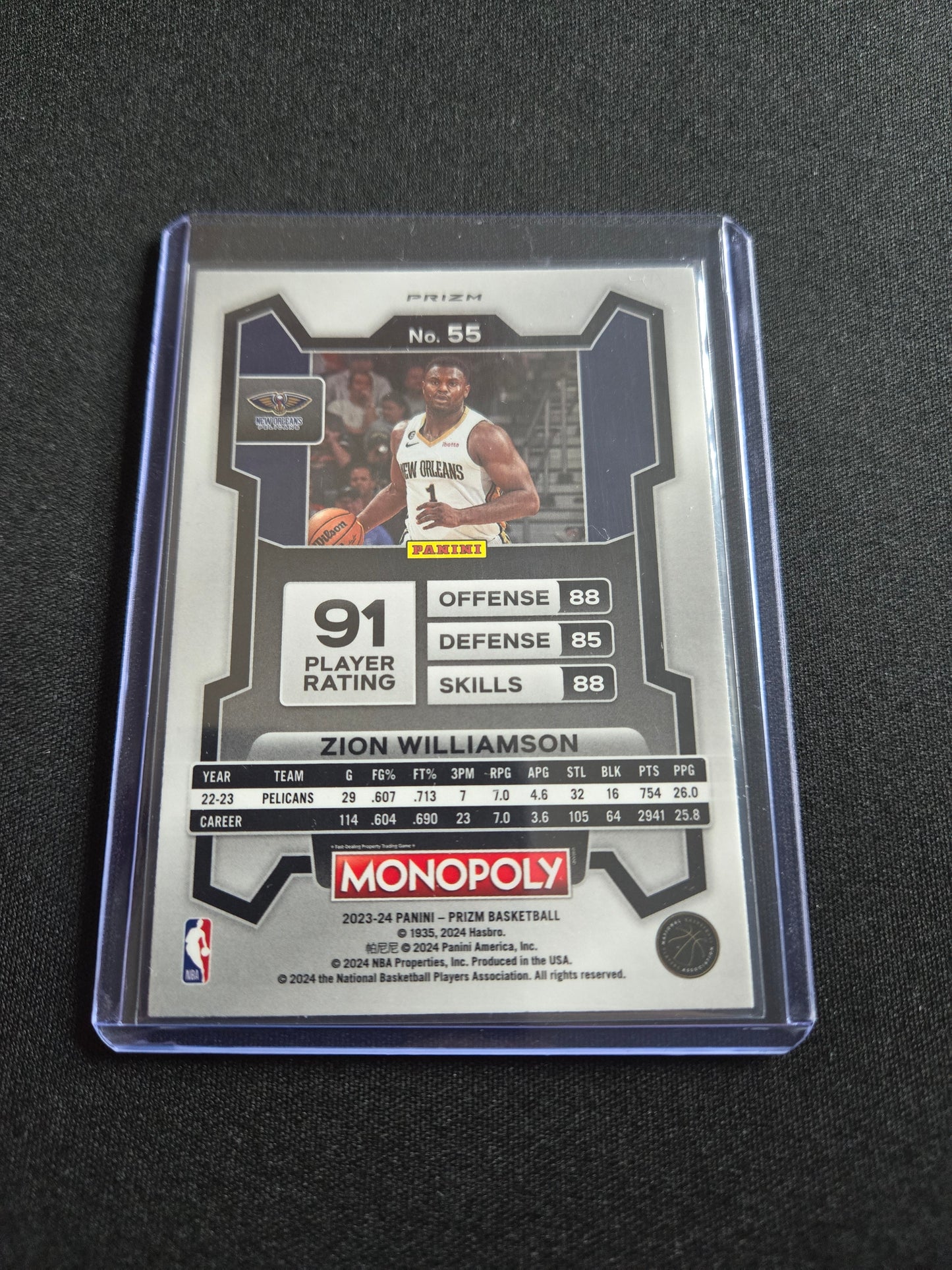 Zion Williamson Panini Prizm (Silver) #55