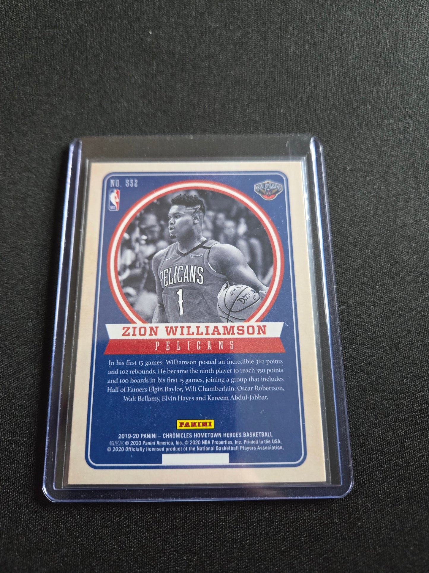 Zion Williamson Panini Chronicles Hometown Heroes #552