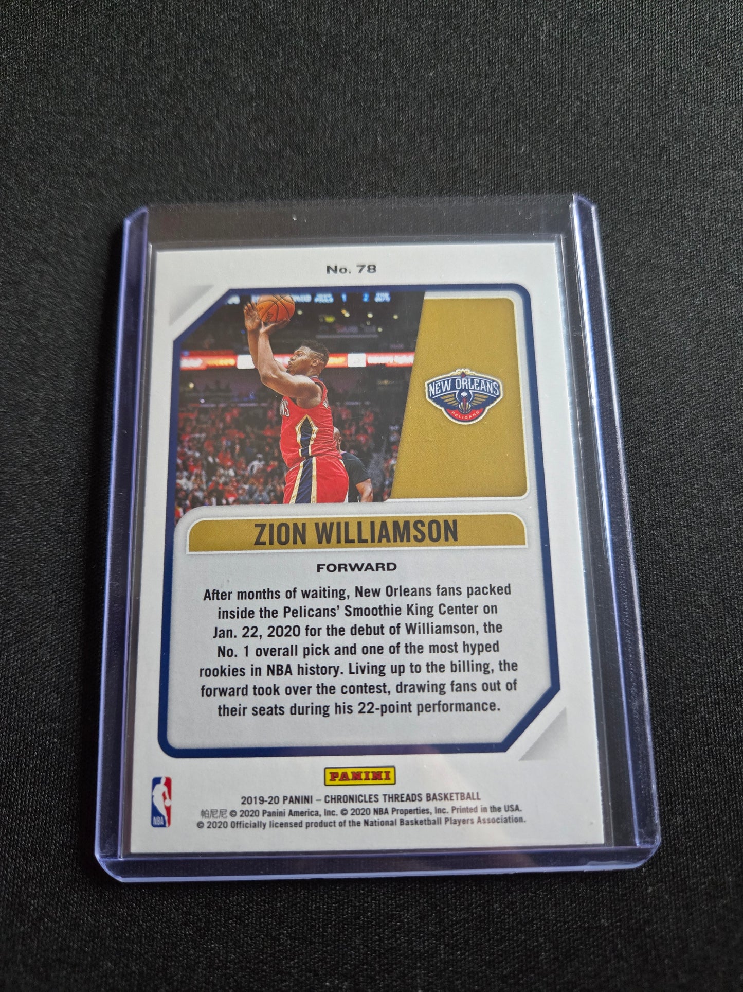 Zion Williamson Panini Threads Rookie #78