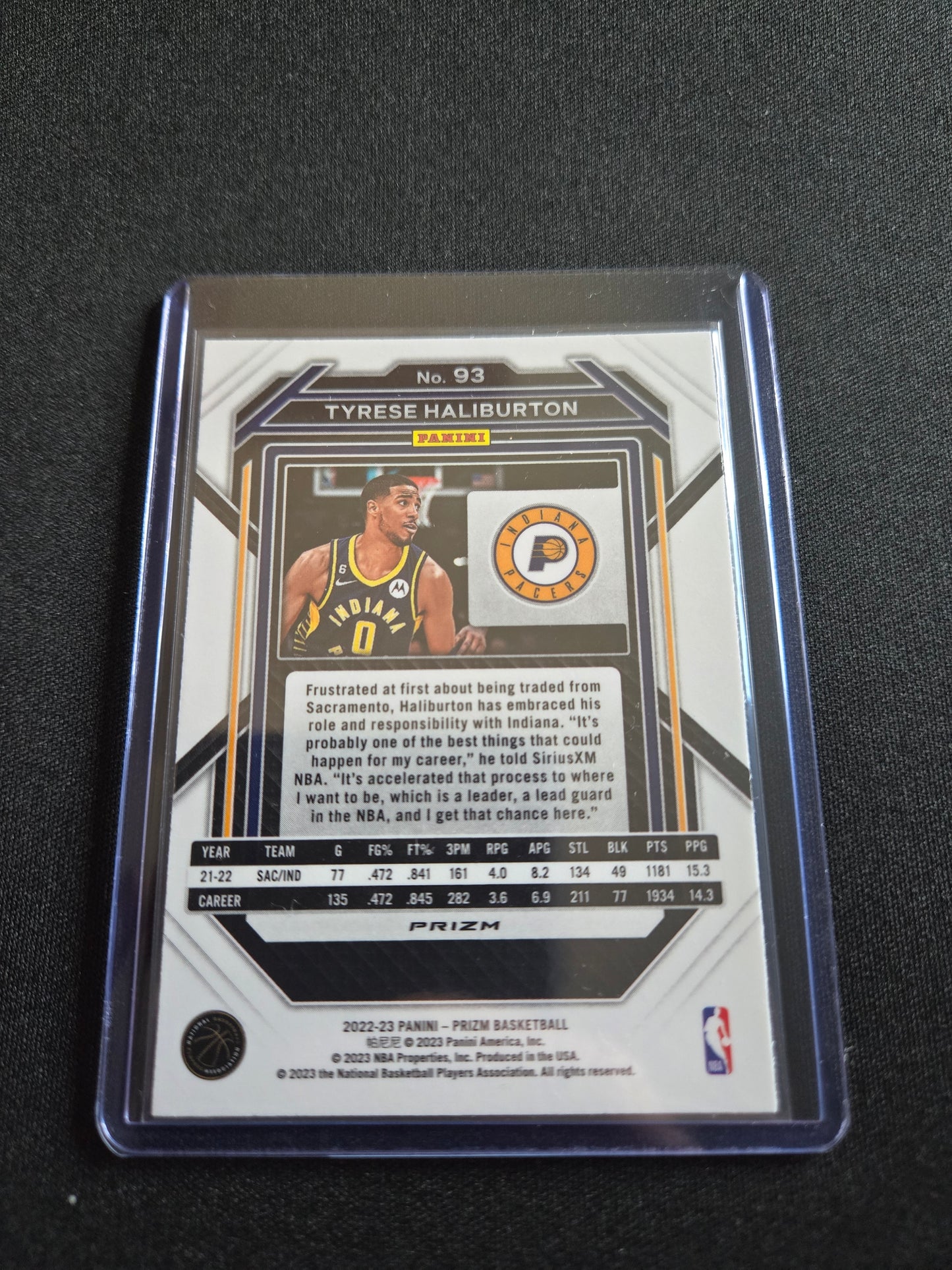 Tyrese Haliburton Panini Prizm (Silver) #93