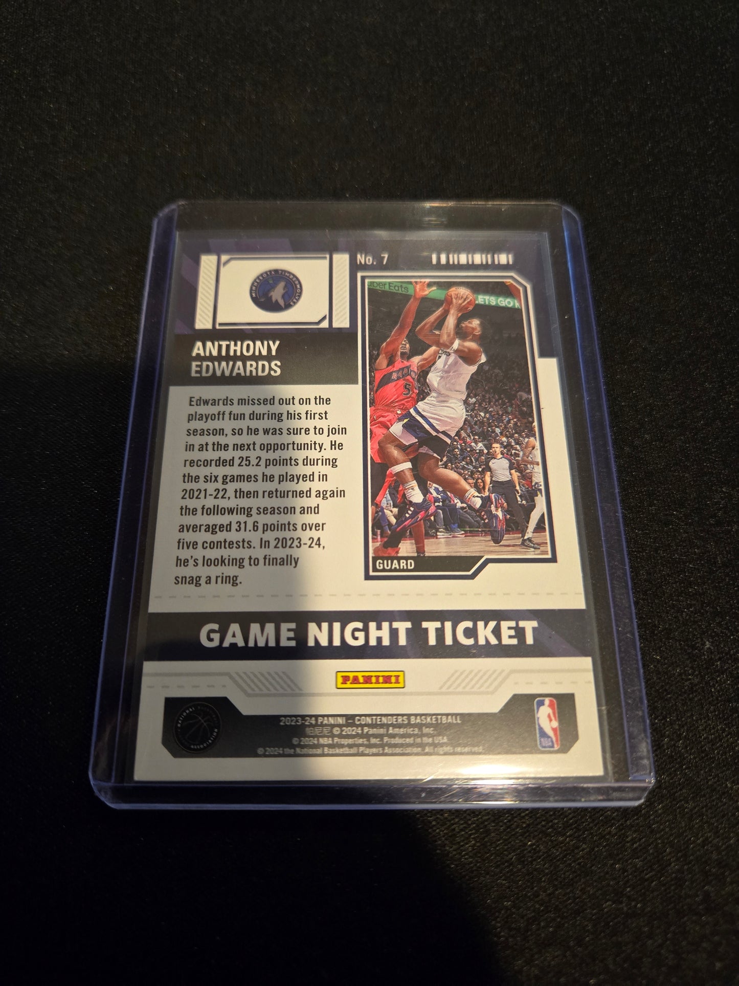 Anthony Edwards Panini Contenders Game Night Ticket #7