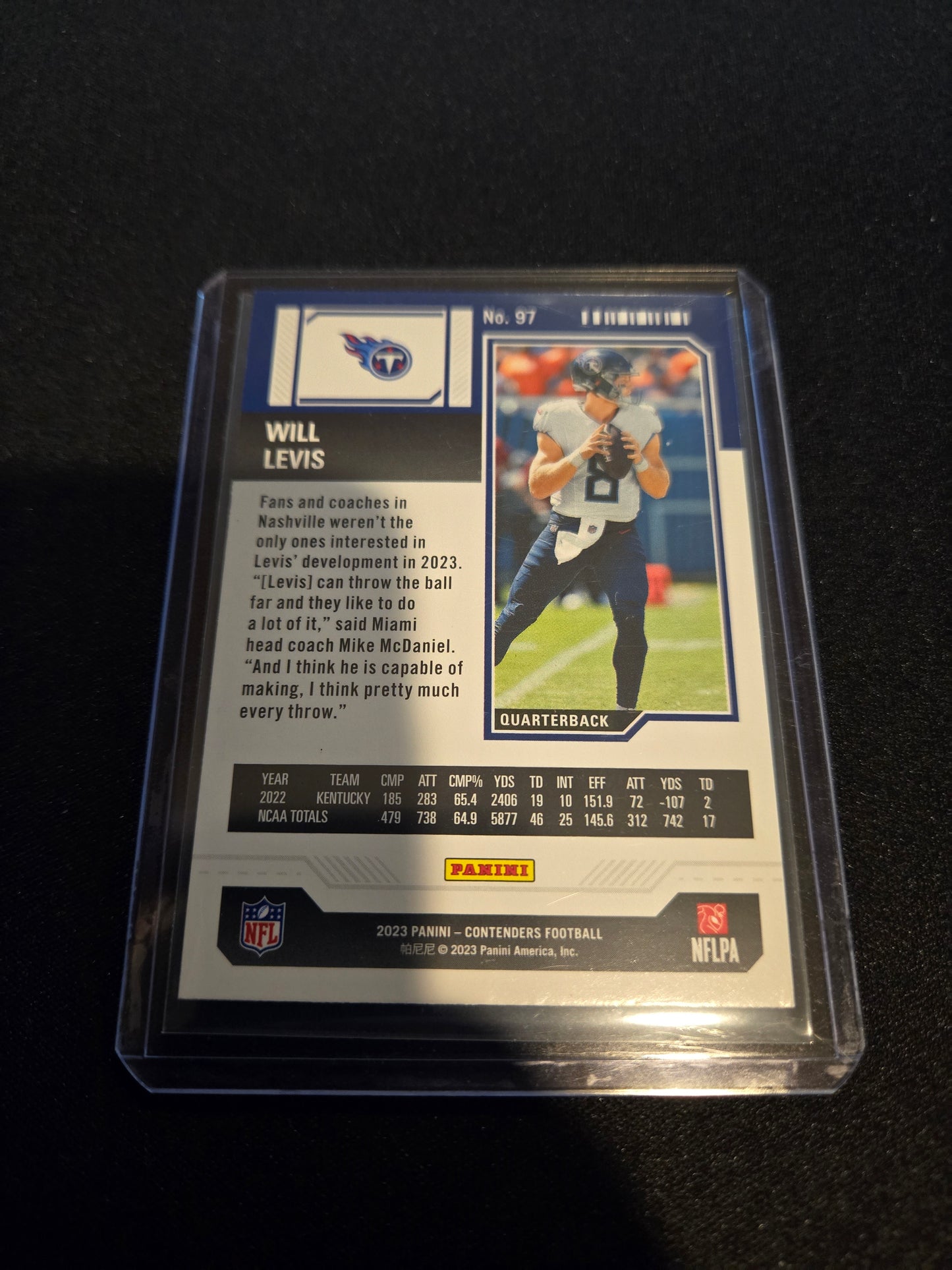 Will Levis Panini Contenders Rookie #97