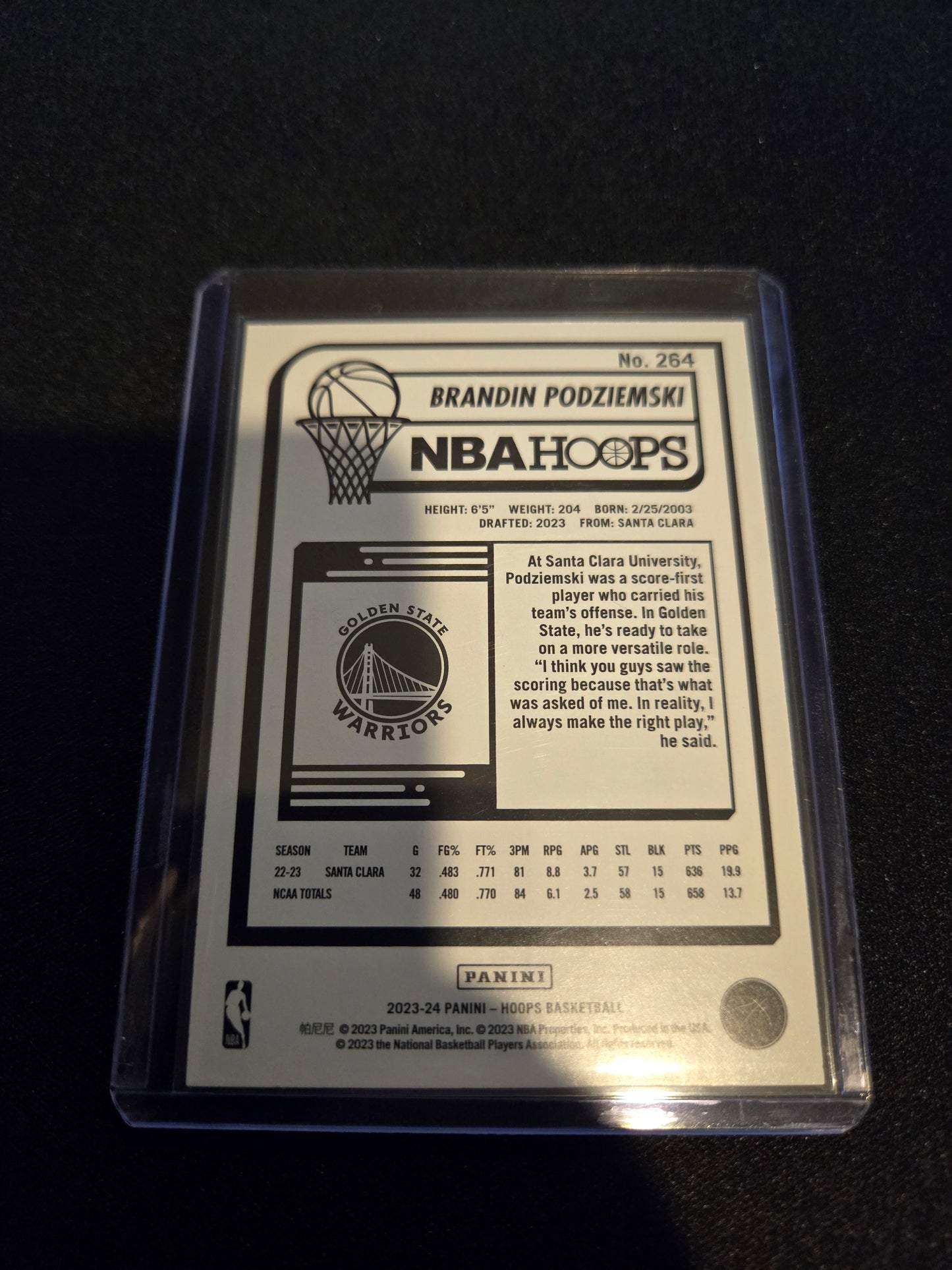 Brandin Podziemski NBA Hoops Rookie #264 (Winter)