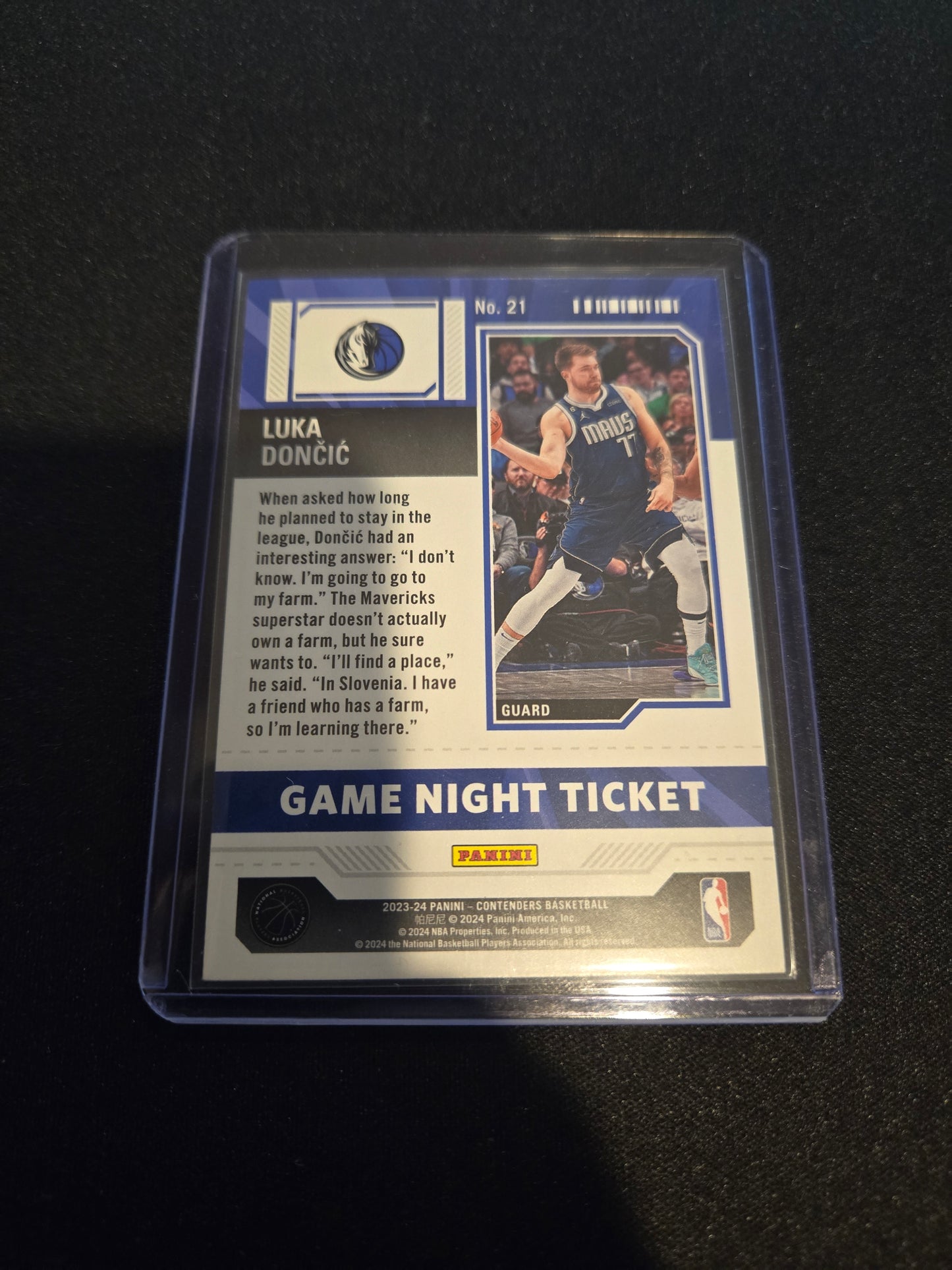 Luka Doncic Panini Contenders Game Night Ticket #21