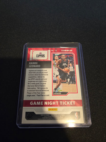 Kawhi Leonard Panini Contenders Game Night Ticket #12