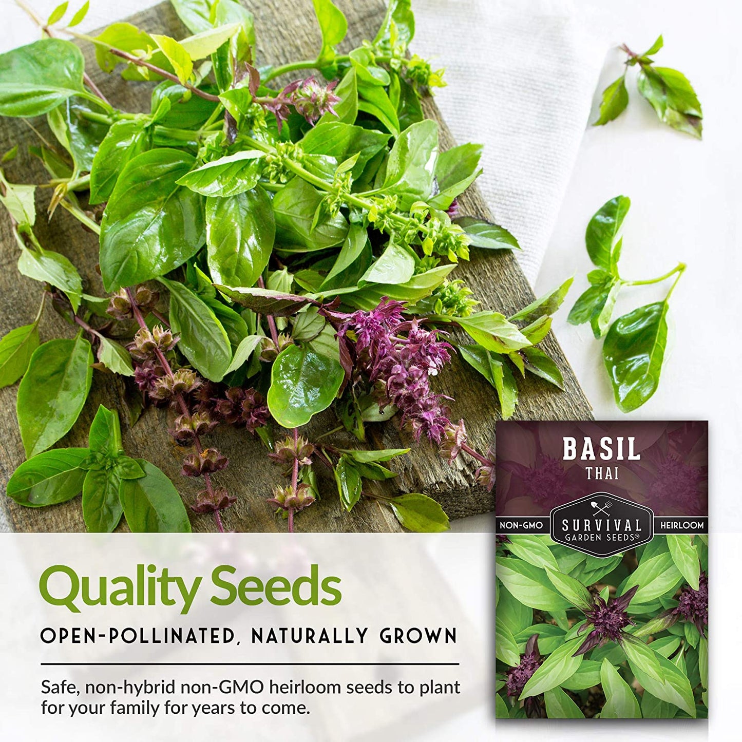 - Thai Basil Seed for Planting - Packet with Instructions to Plant and Grow Asian Basil Indoors or Outdoors in Your Home Vegetable Garden - Non-Gmo Heirloom Variety - 5 Pack