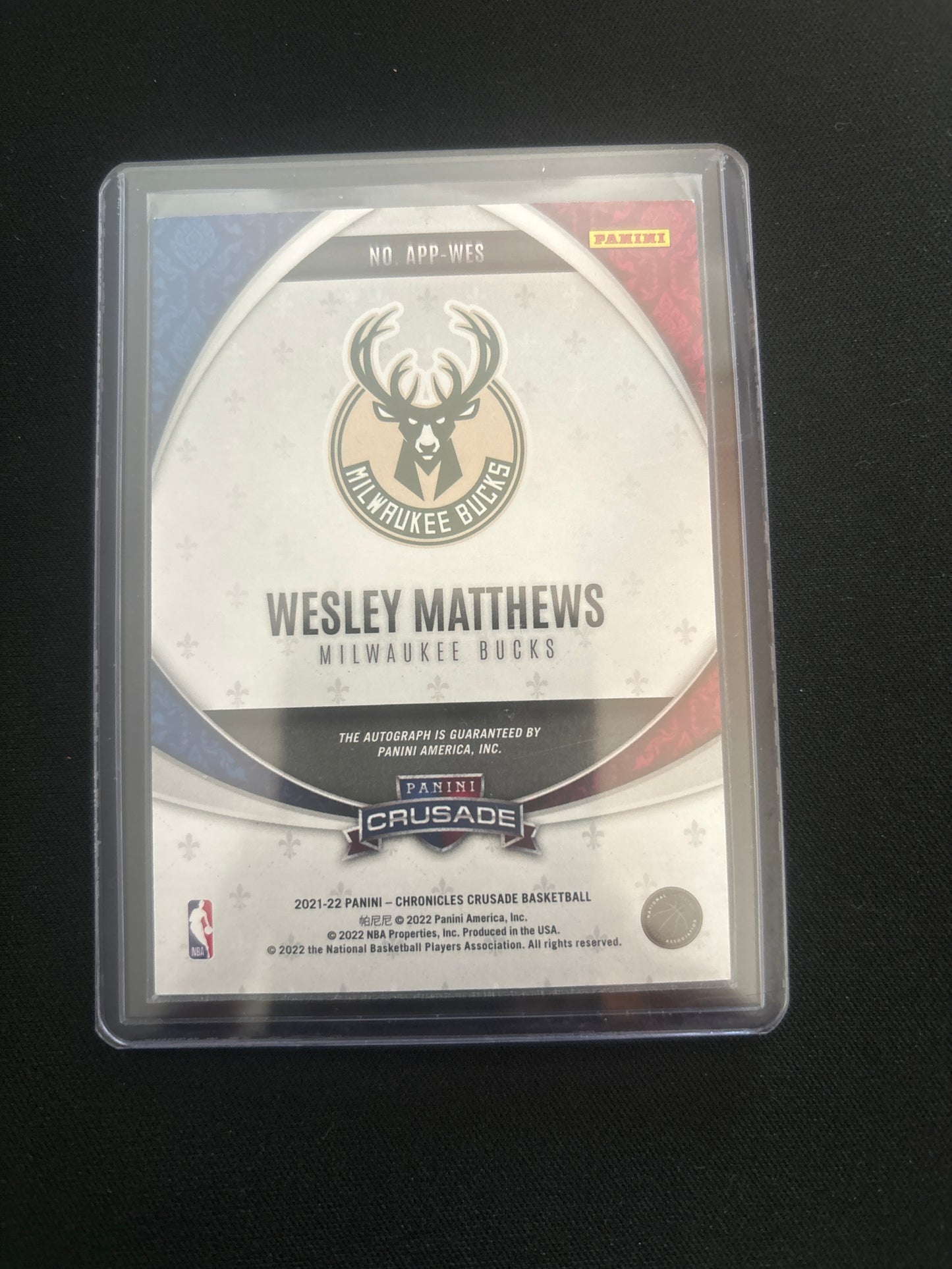 Wesley Matthews Panini Crusade Apprentice Autograph APP-WES