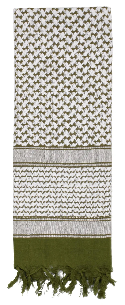 Shemagh Desert Keffiyeh Scarf, Olive Drab / White