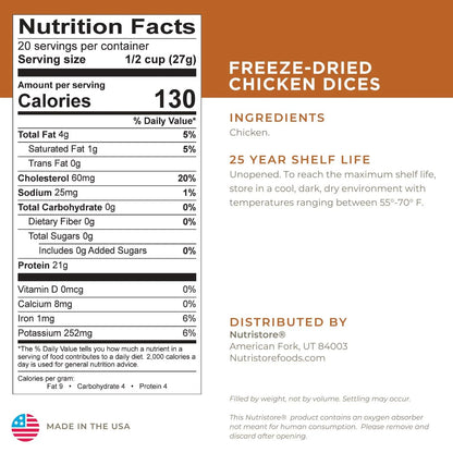 Freeze Dried Chicken, Emergency Survival Bulk Food Storage (Pack of 32)