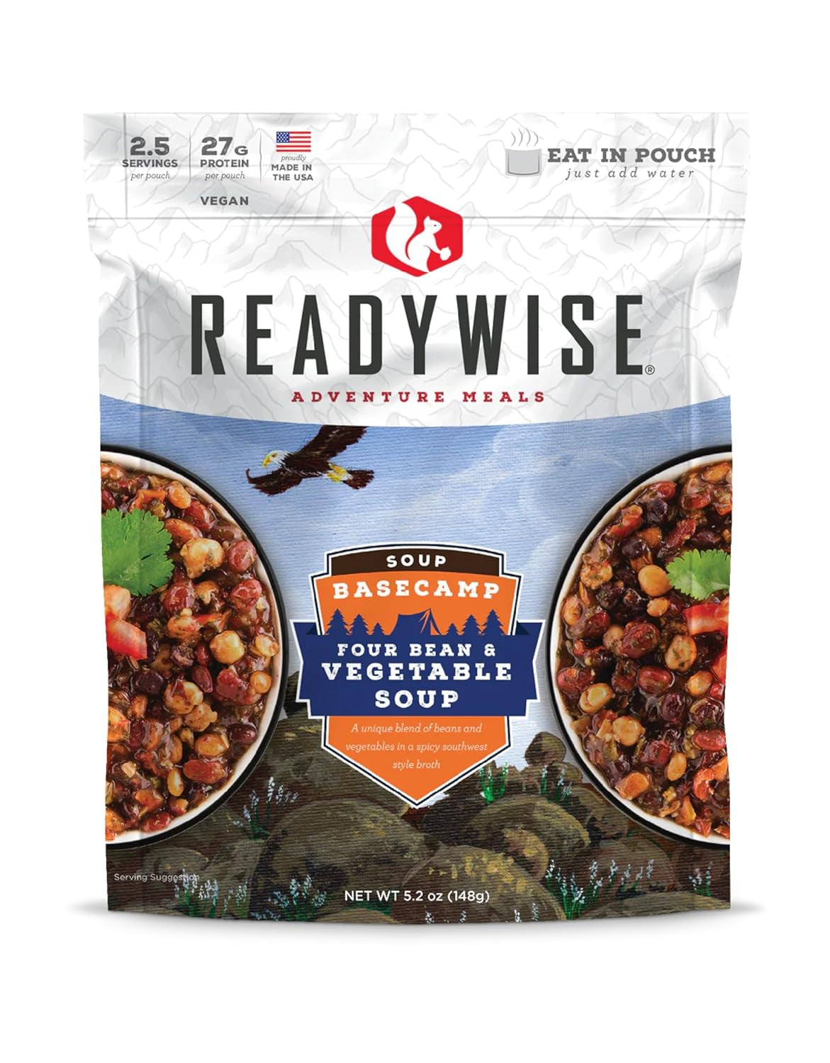 - Adventure Meal, Bean & Vegetable Soup, 2 Servings, Pack of 1, Emergency Preparedness, Freeze Dried Food, MRE, Snack Pack or Emergency Food, Backpacking, Camping, Hiking, And, Survival Food