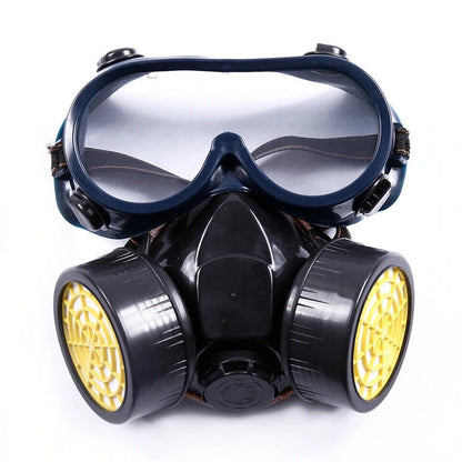 Emergency Survival Safety Respiratory Gas Mask Goggles &2 Dual Protection Filter