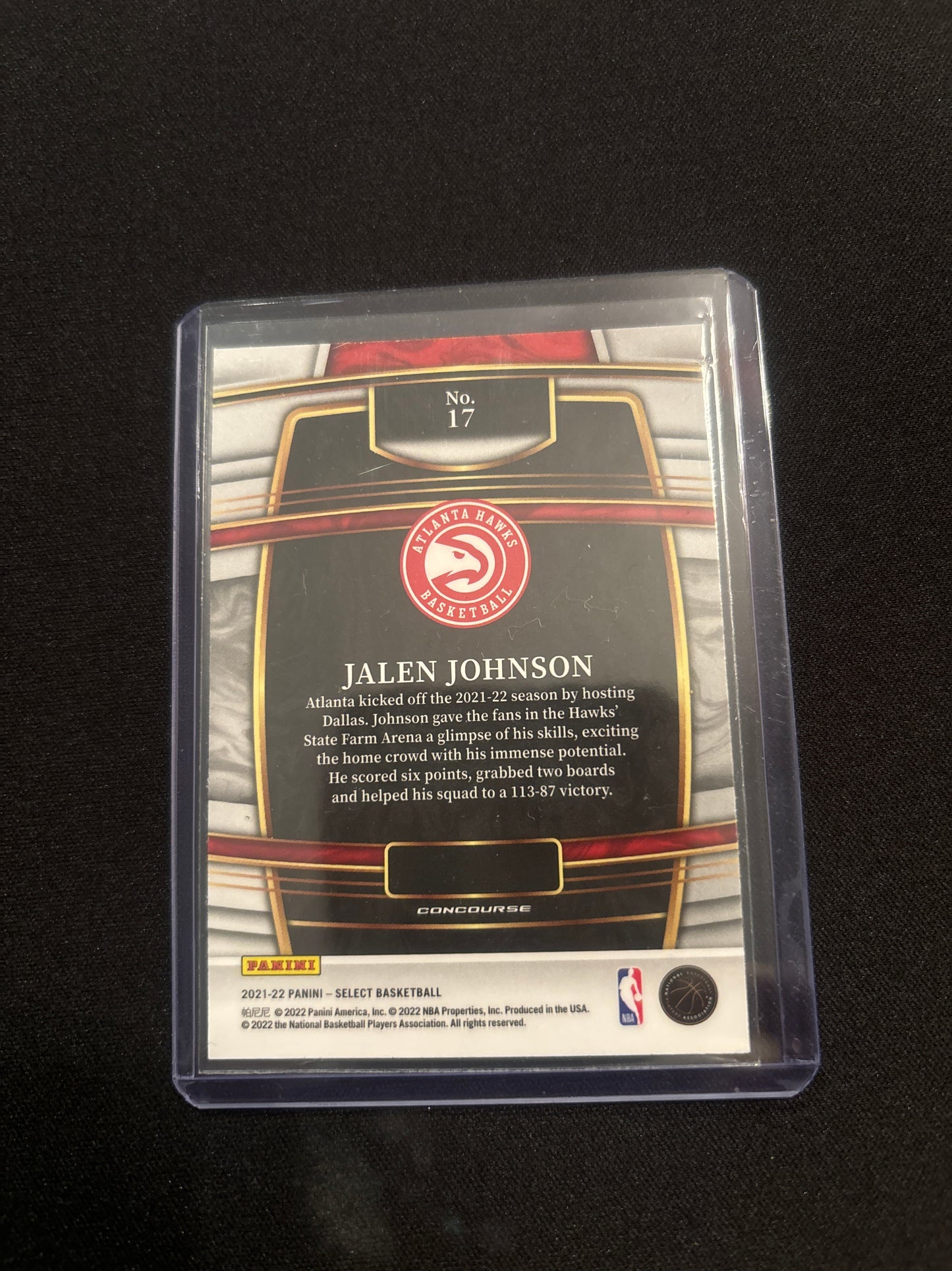 Jalen Johnson Panini Select Rookie #17