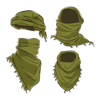 Shemagh Desert Keffiyeh Scarf, Olive Drab / White