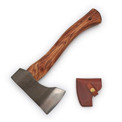 Hatchet with Wood Handle and Sheath ，Small Axe for Kindling,Split