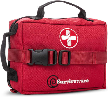 Comprehensive Premium Survival First Aid Kit Emergency Medical Kit for Travel Camping Gear, Home Essentials and Outdoor Emergencies- Medium, Red