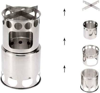 Portable Camping Hiking Stainless Steel Stove Backpacking Stove Survival Stove (Wood Stove)