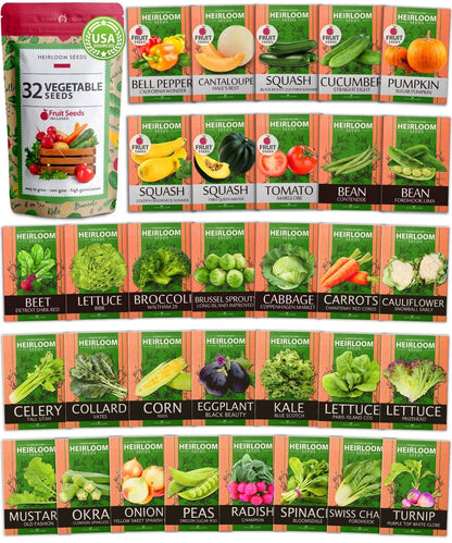 32 Heirloom Vegetable and Fruit Seeds for Planting - 16,000+ Seeds | Non-Gmo ...