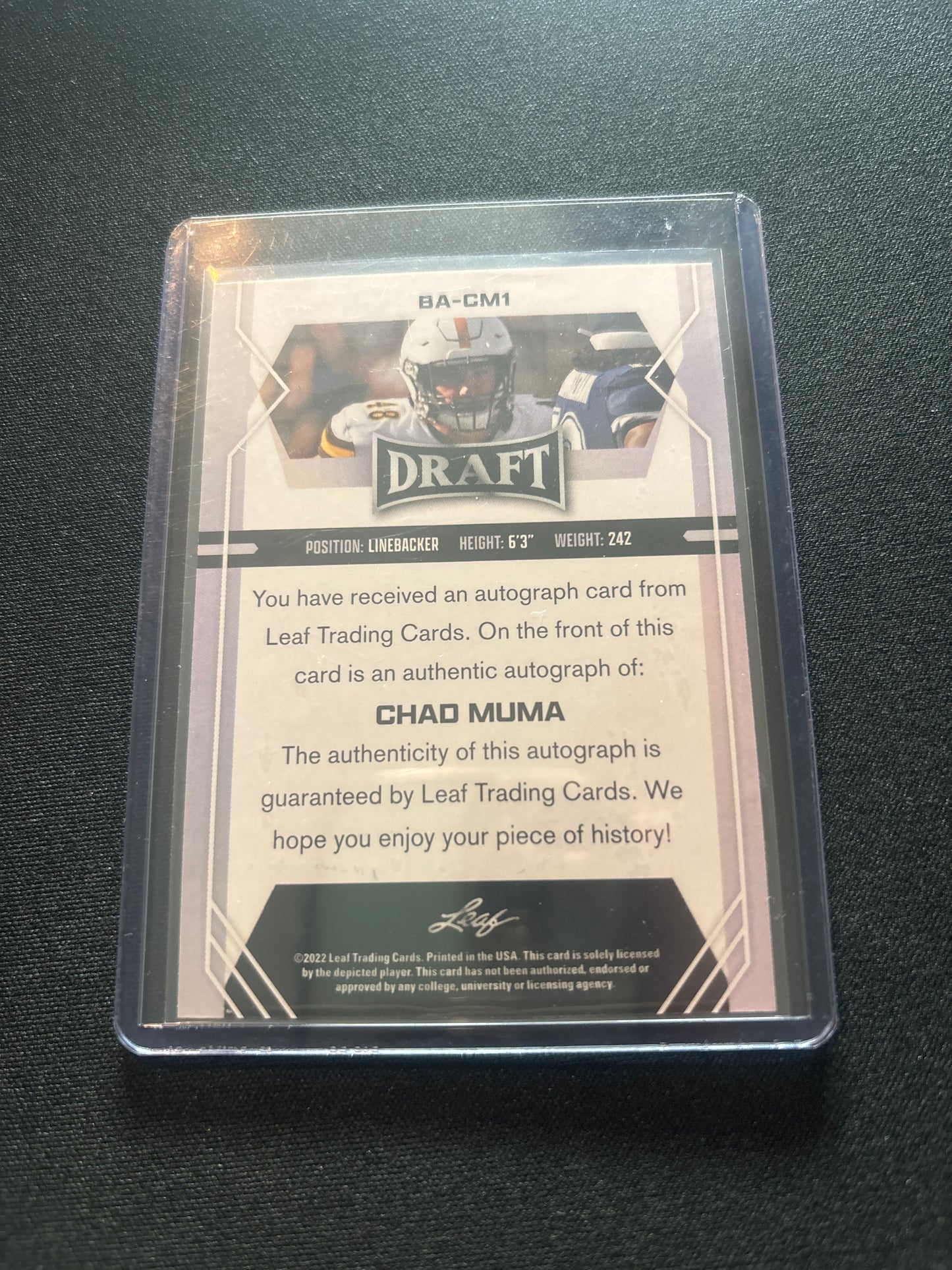 Chad Muma Leaf Draft Signature Rookie BA-CM1