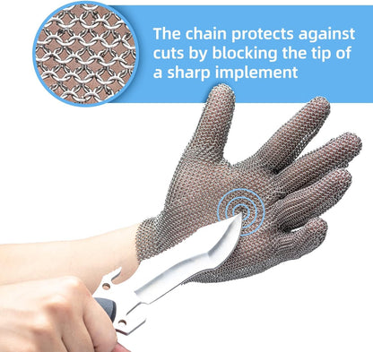 Proguard-X Highest Level Cut Resistant Stainless Steel Metal Mesh Chainmail Glove PM5201 Butcher Glove for Meat Cutting Food Processing Knife Sharpening Oyster Shucking Kitchen Fish Fillet（S）