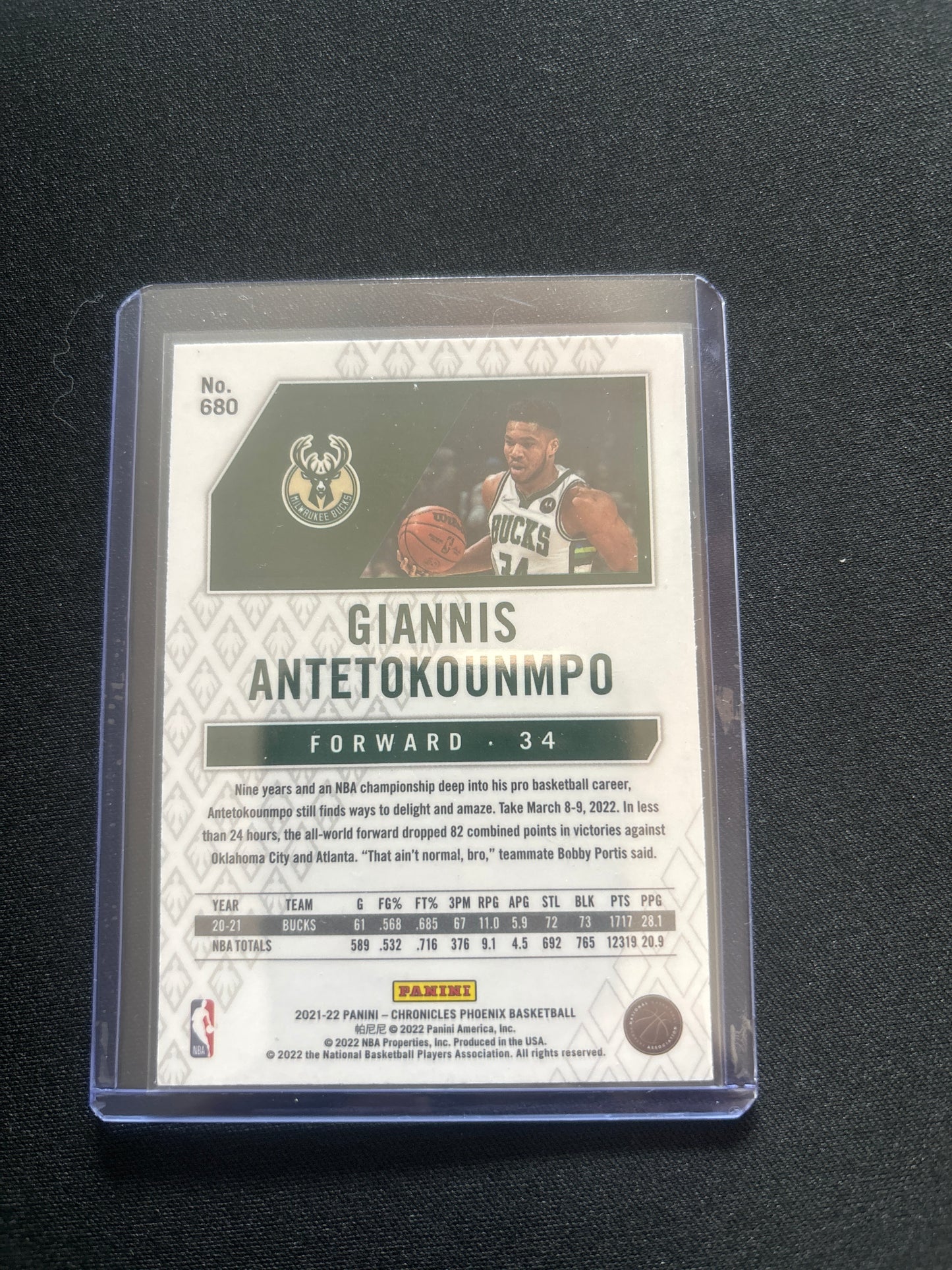 Giannis Antetokounmpo Panini Pheonix #680