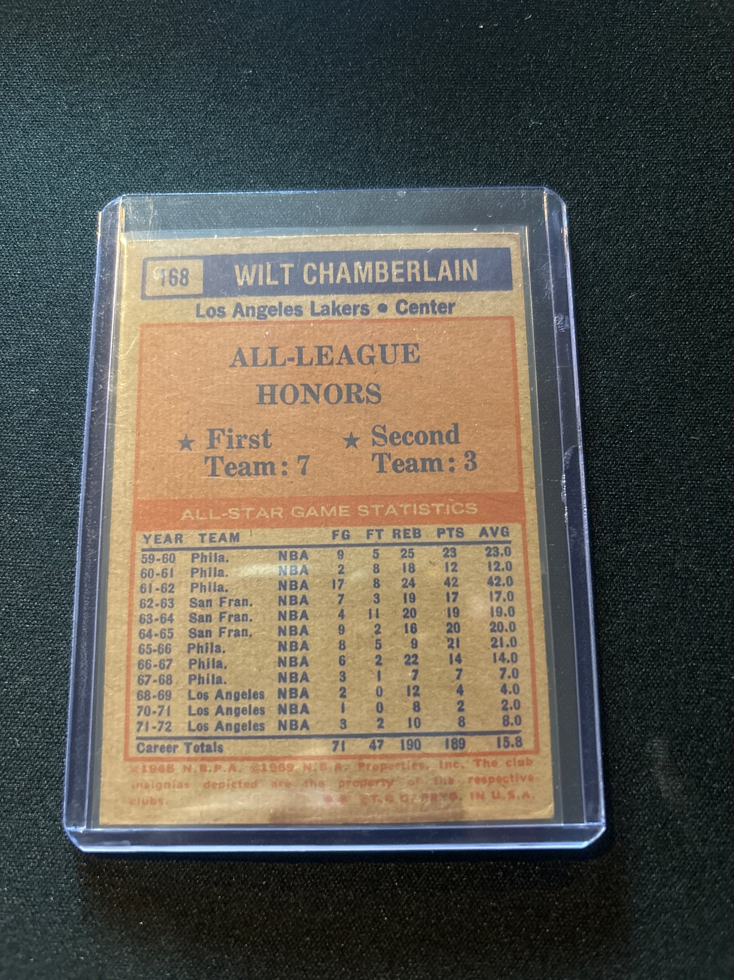 Wilt Chamberlain Topps #168